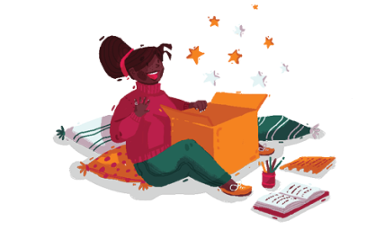Ilustrção de uma caixa com livros saindo